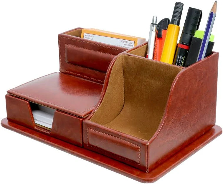 Premium Leather Desk Organizer Set